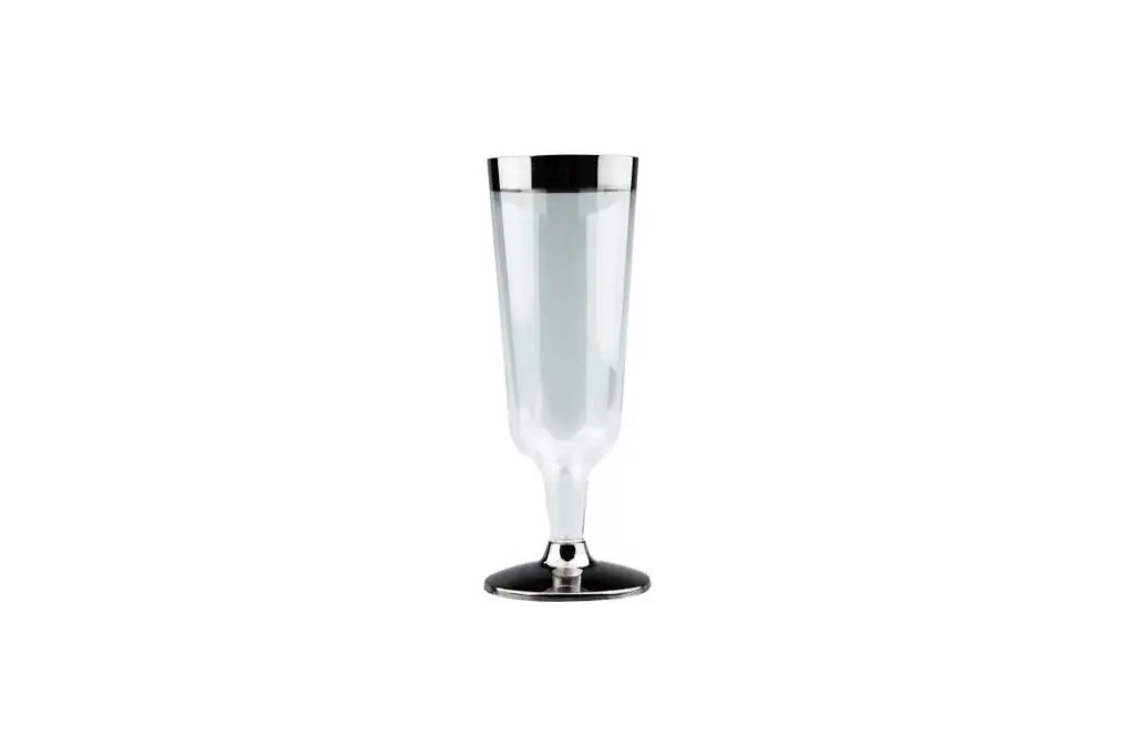 150ml Champagne Glass With Silver Rim Pk15