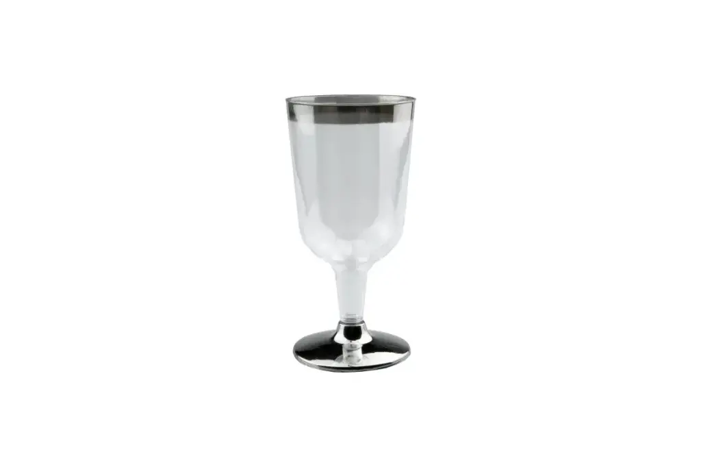 200ml Wine Glass With Silver Rim Pk6