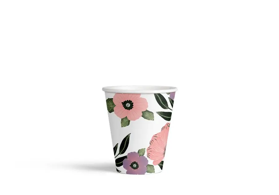 250mL/8oz Art Series PLA Coffee Cup Floral Pk25