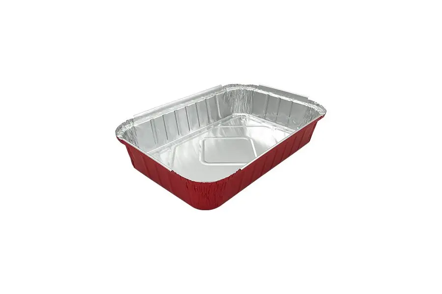 310mm x 205mm x 60mm Rectangular Foil Tray  Red Base Pk3