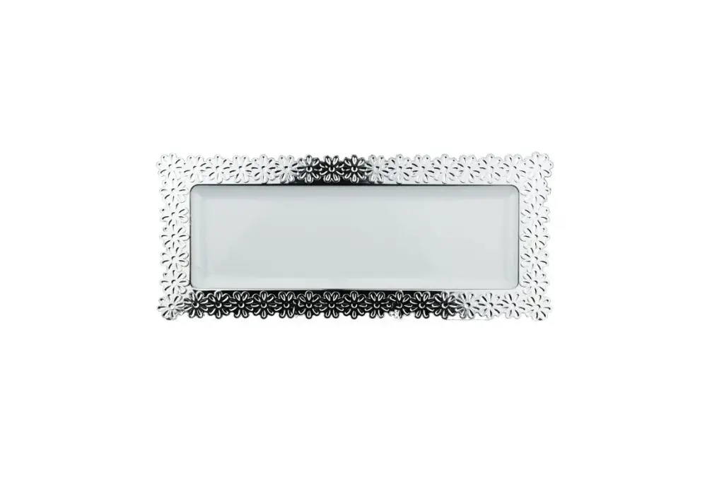 400mm x 222mm Heavy Duty Serving Platter With Silver Rim Pk1