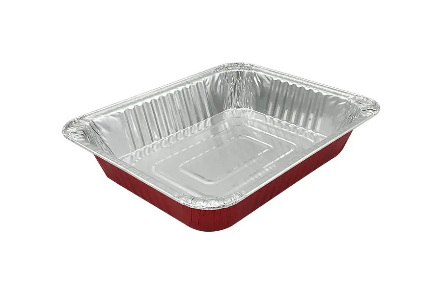 455mm x 340mm x 75mm Rectangular Foil Tray Red Base Pk1
