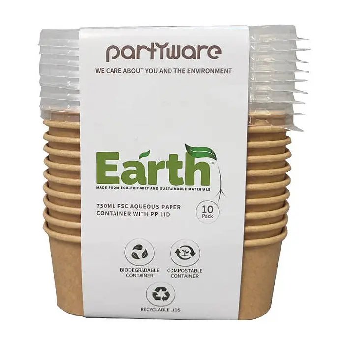 750ml Rectangular Aqueous Disposable Container w/PP Lid Pk10