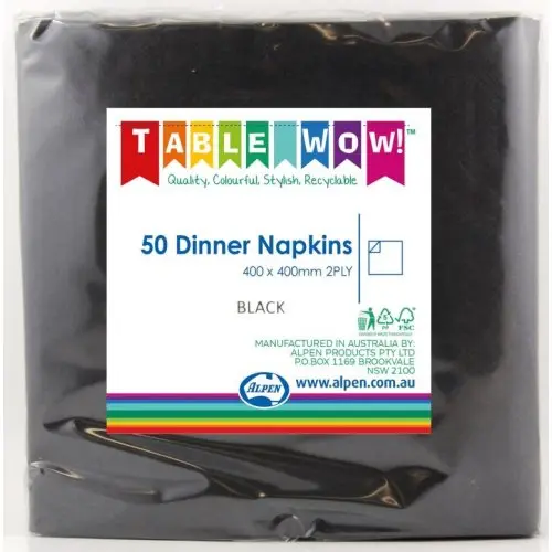 Black Dinner Napkin 40X40cm 2Ply P50