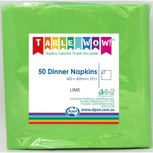 Lime Dinner Napkin 40X40cm 2Ply P50