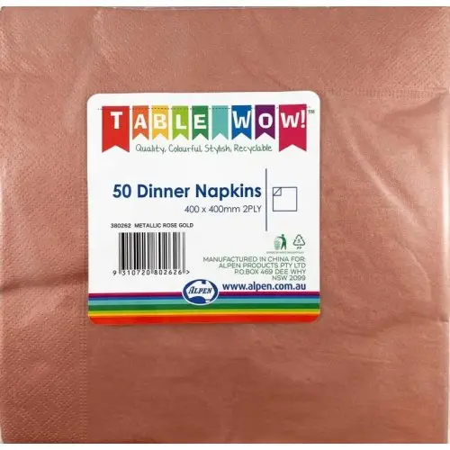 Metallic Rose Gold Dinner Napkin 40X40cm 2Ply P50