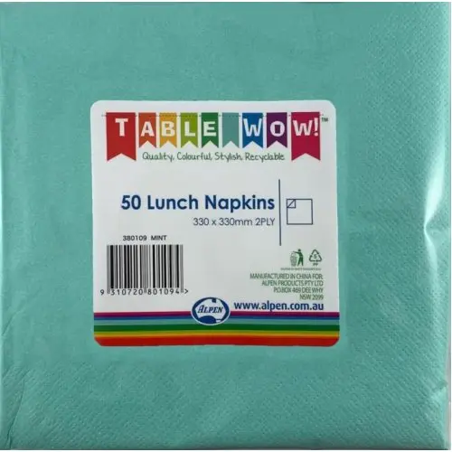 Mint Lunch Napkin 33X33cm 2ply P50
