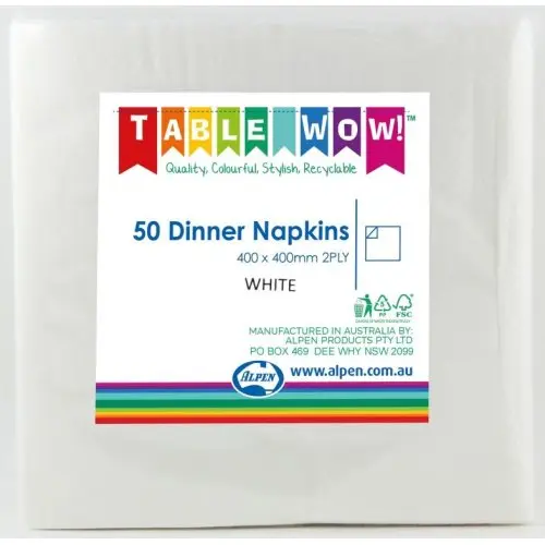White Dinner Napkin 40X40cm 2Ply P50