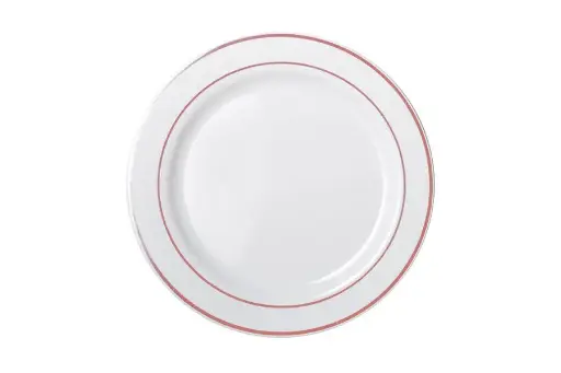 [PRR106] 260mm Heavy Duty White Dinner Plate With Rose Gold Lining Pk6