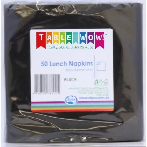[380158] Black Lunch Napkin 33X33cm 2ply P50
