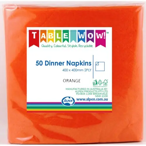 [380249] Orange Dinner Napkin 40X40cm 2Ply P50