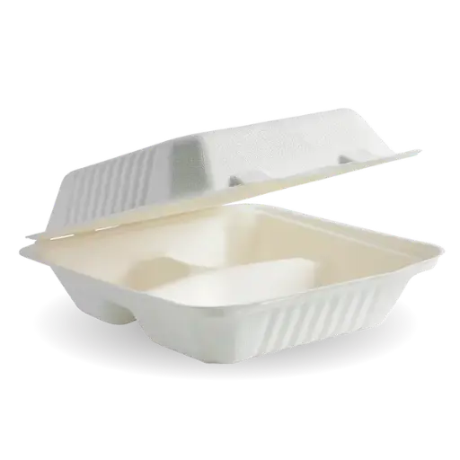 [WOW-SCC-8-3COMP] 200 SUGARCANE CLAMSHELL 8*8*3  3 COMPARTMENT